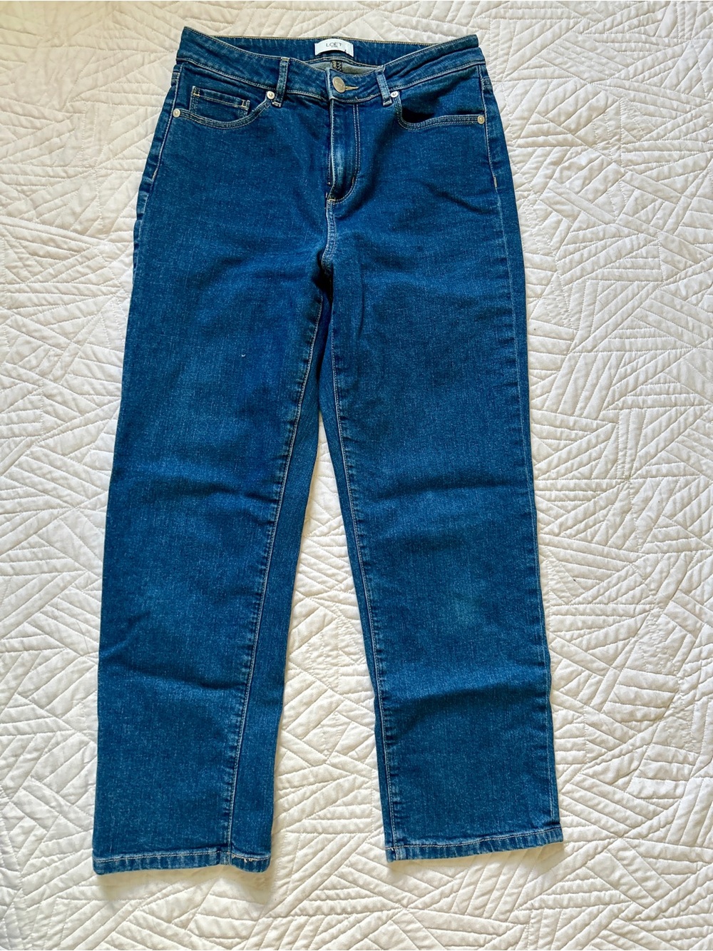 LOFT high-rise straight-leg blue jeans